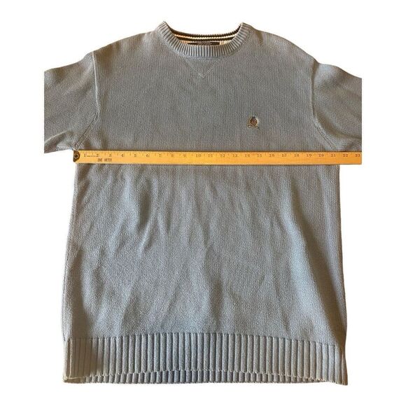 Vintage Tommy Hilfiger Men's M Blue Pullover Sweater Crewneck Logo Heavyweight - Picture 6 of 9